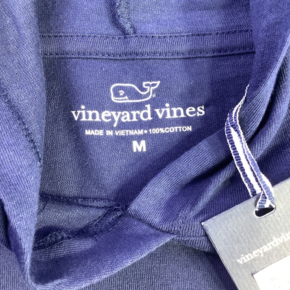 Vineyard Vines Mens LS Blank Hoodie T-Shirt Deep Bay Patriotic Whale M NWT - Picture 6 of 15
